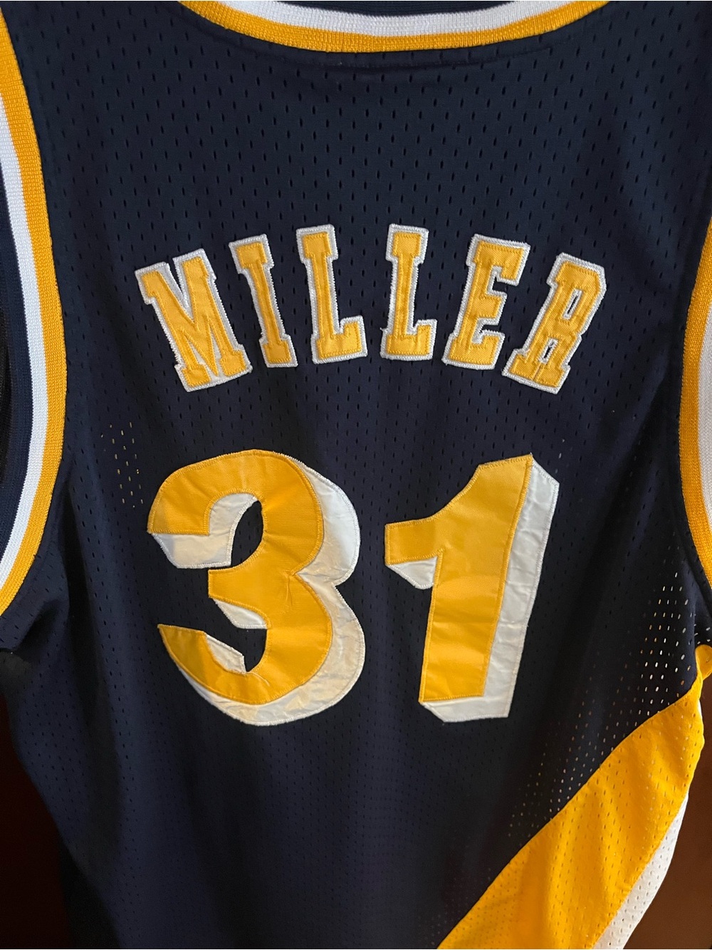 Reggie Miller pacers #31 Navy & Yellow Basketball Jersey